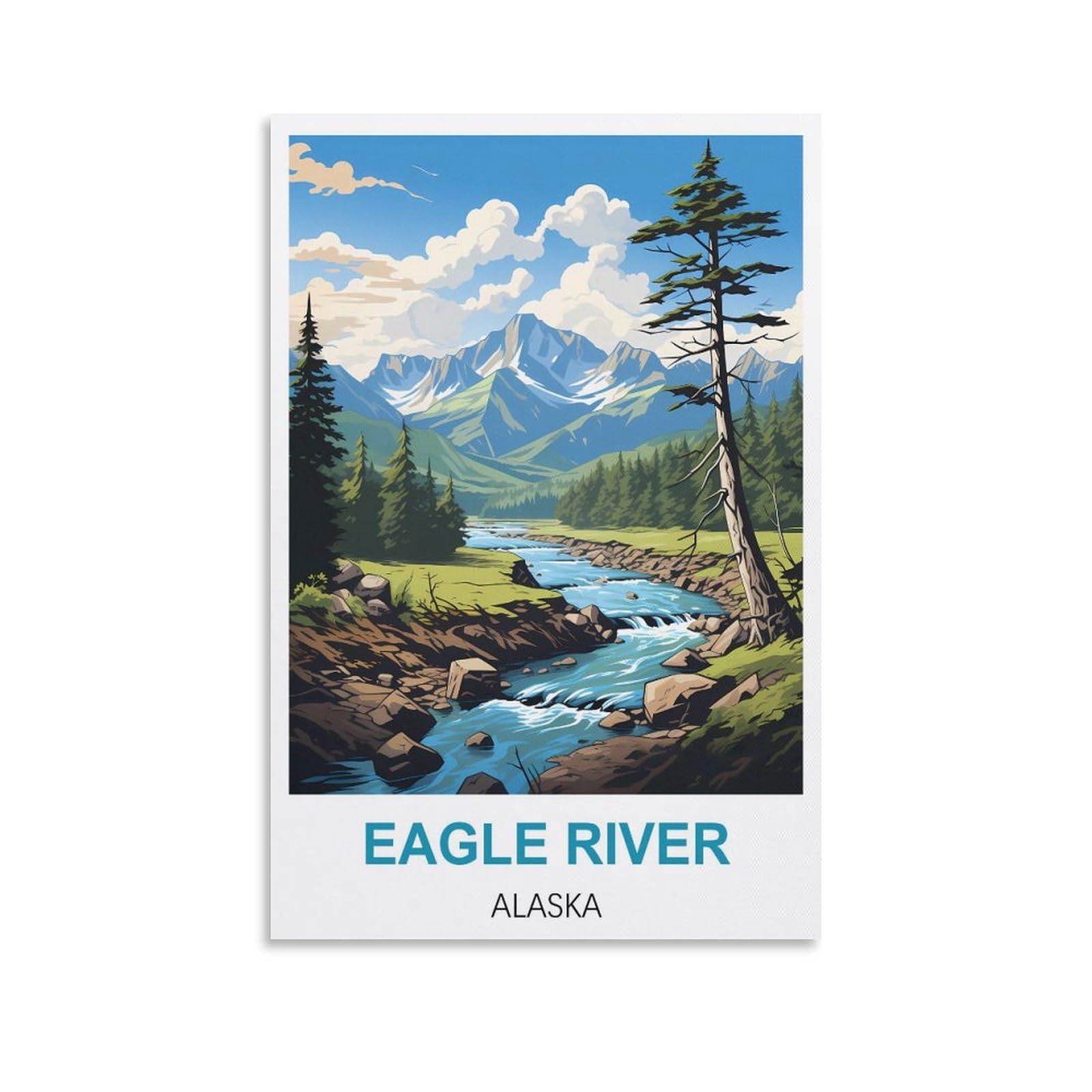 Metal Tin Sign,Eagle River Alaska,Wall Poster Retro Tin Sign Metal Plaque for Bar Wall Decor Home Living Room Wall Art Decor 15x30cm