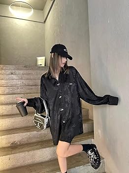 Amazon | [WANSHIX] 黒シャツ 長袖シャツ レディース