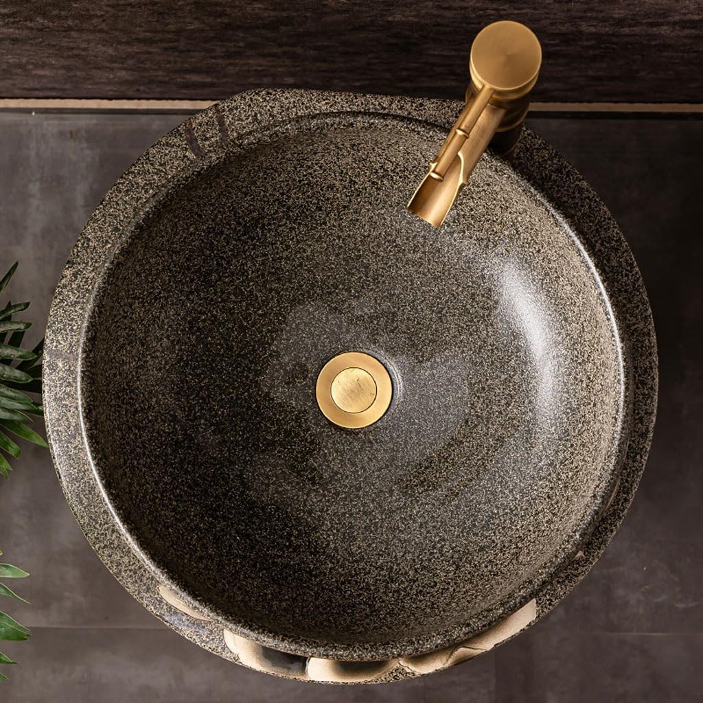 Pedestal Sinks Outdoor Wash Basin Villa Courtyard Pool Balcony Floor-Standing Column Ceramic Bathroom Sink (A)