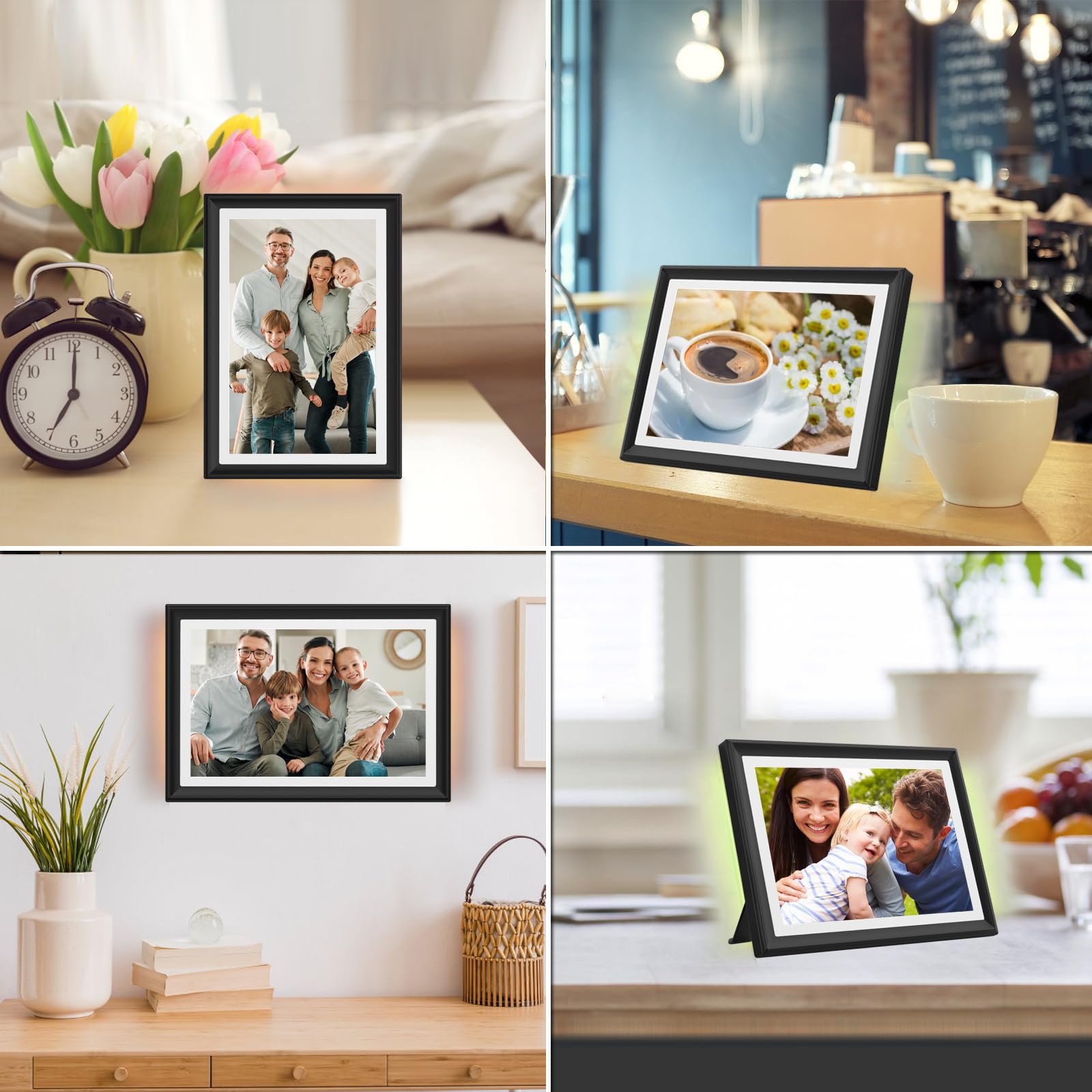 Frameo Digitaler Bilderrahmen 10,1 Zoll WiFi 32 GB Speicher Touchscreen HD 1280x800 Auto-Rotation
