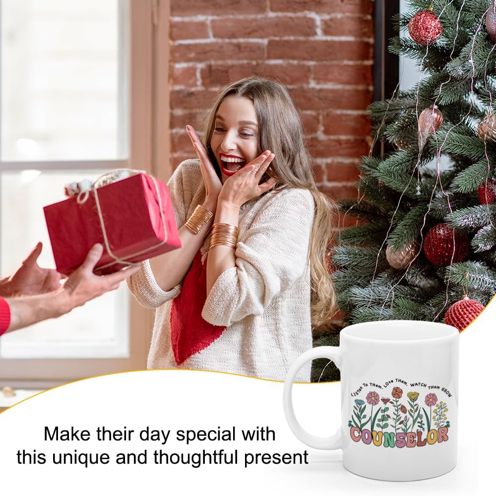 XQLZY Counselor Coffee Mug, Counselor Floral Tea Cup, Counselor Appreciation Gifts, Counselor Graduation Gifts for Women, Back To School present for Counselor, Counselor Birthday present - Image 6
