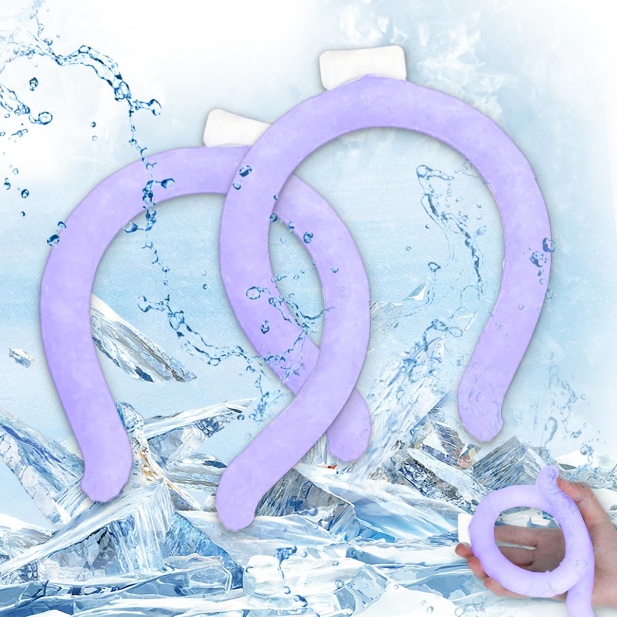 Portable Ice Ring, Neck Cooling Tube, Wearable Cooling Neck Cooler, Reusable Cooling Artifact Suitable for Hot Weather, Indoor and Outdoor Workers, Summer Parades and Celebrations, 2pcs (Purple)