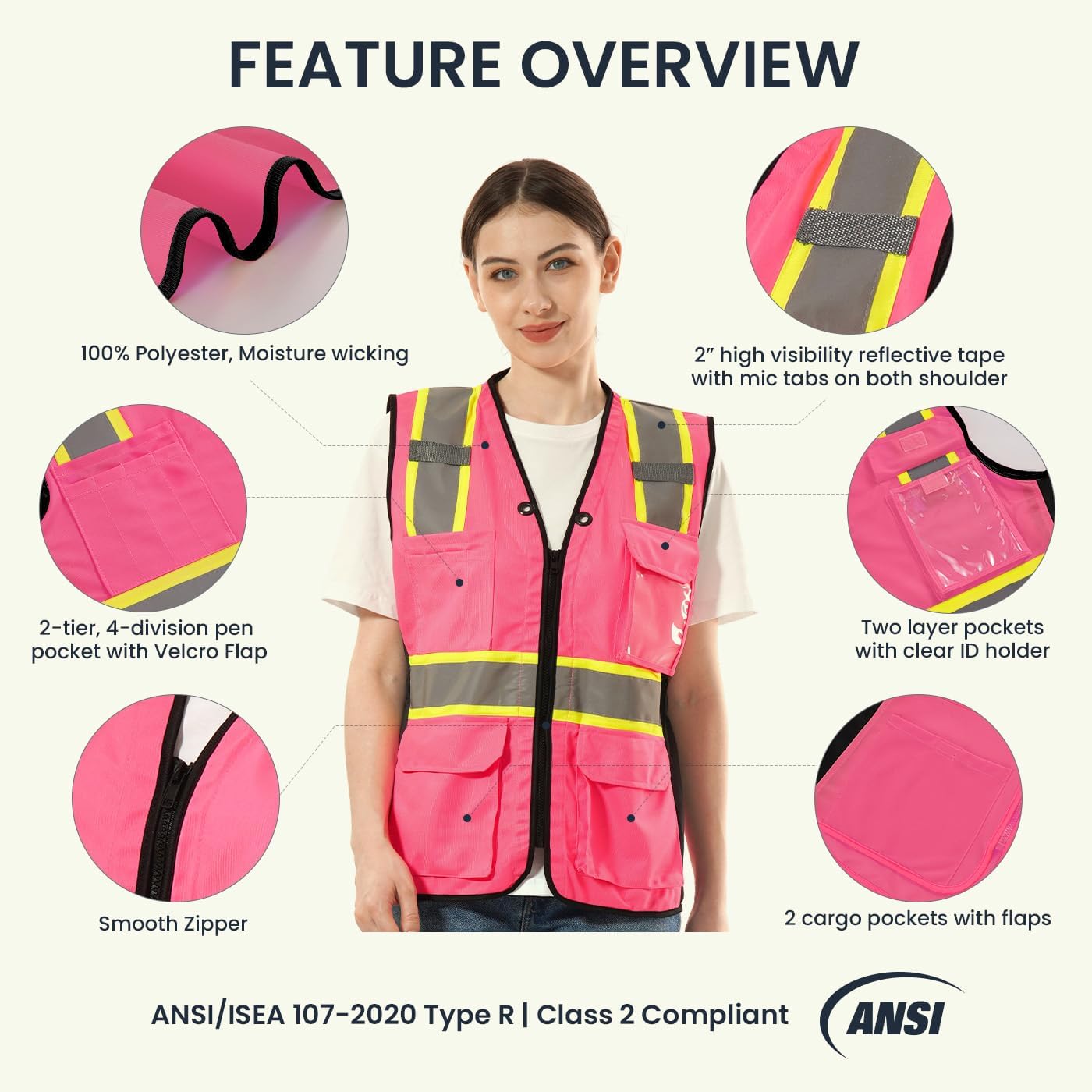 Safety Drawstring Snapklik.com : SKSAFETY Safety Vest For Women, Class 2 High Visibility ...