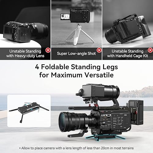 Miniatura 3 de SMALLRIG Placa de liberación rápida para tipo Manfrotto, carga máxima de 44.1 lb (20 kg), soporte cuadrúpedo plegable para lentes de cámara dentro