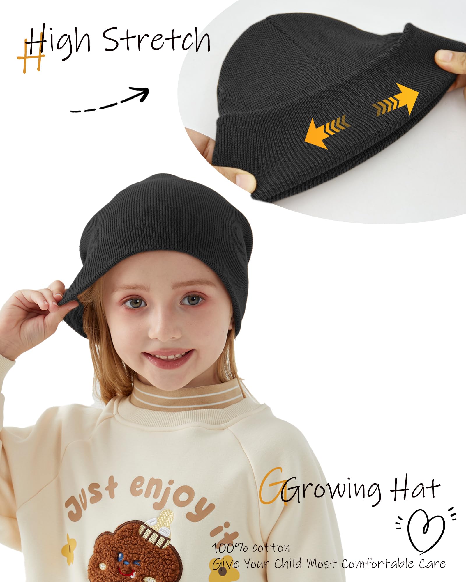 ROYBENS 100% Cotton Baby Beanie Cute Toddler Winter Hat Boys Girls Kids Soft Warm Knit Cuffed Caps Beanies for 0-8 Years