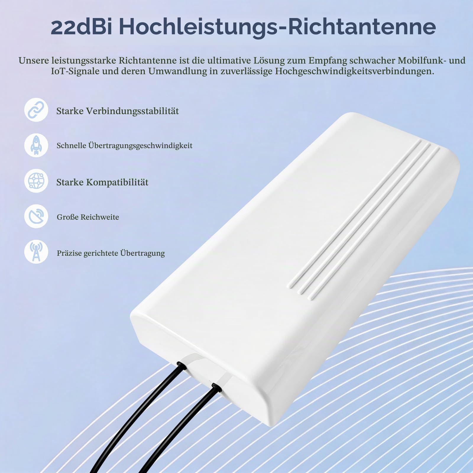 5G Außenantenne 22dBi, 600-6000MHz Richtantenne, Antenne Outdoor Dual-Polarisation Directional 4G LET Antenne Verstärkung Router Externe Antenne MIMO SMA / 2 x TS9, 2x10M Verlustarmem Kabel