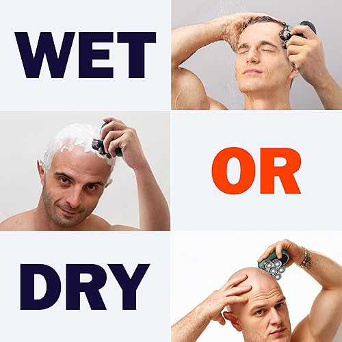 Miniatura 4 de Afeitadoras de cabeza 7D para hombres calvos, kit de aseo eléctrico desmontable con recortador de vello de nariz, IPX6, impermeable, uso húmedo y