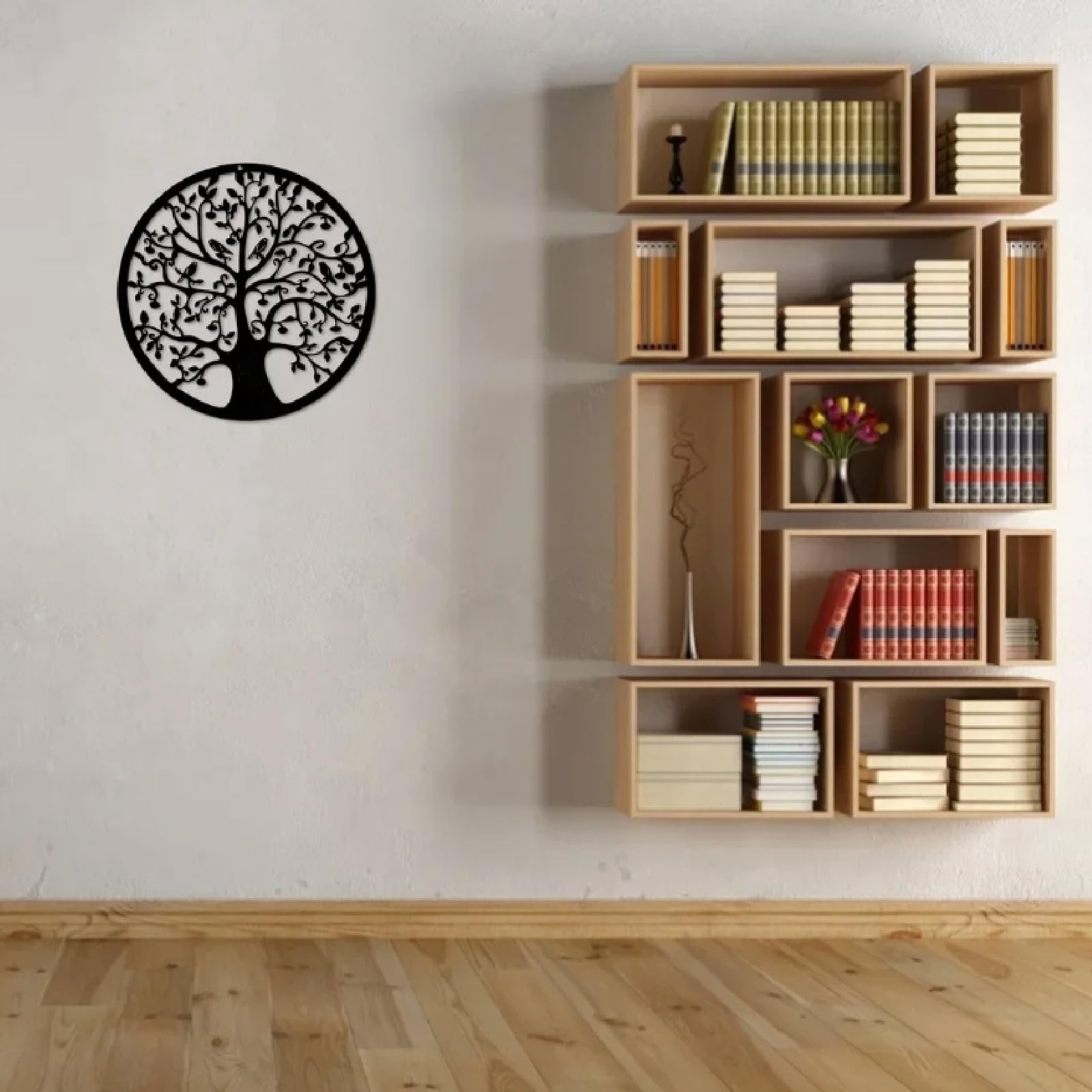 Arte De Pared Del Árbol De La Vida, Silueta De Pared 3D Decoración De Pared, Decoración De Pared De Árbol Genealógico Negro Para Colgar, Para Cocina, Sala De Estar Y Dormitorio,B,50 * 50CM