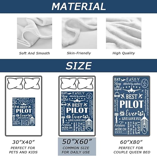 Miniatura 6 de Manta de regalo de piloto de 60 x 50 pulgadas, regalo de pilotos para hombres de aviación, ideas únicas de regalo de aviación para hombre,