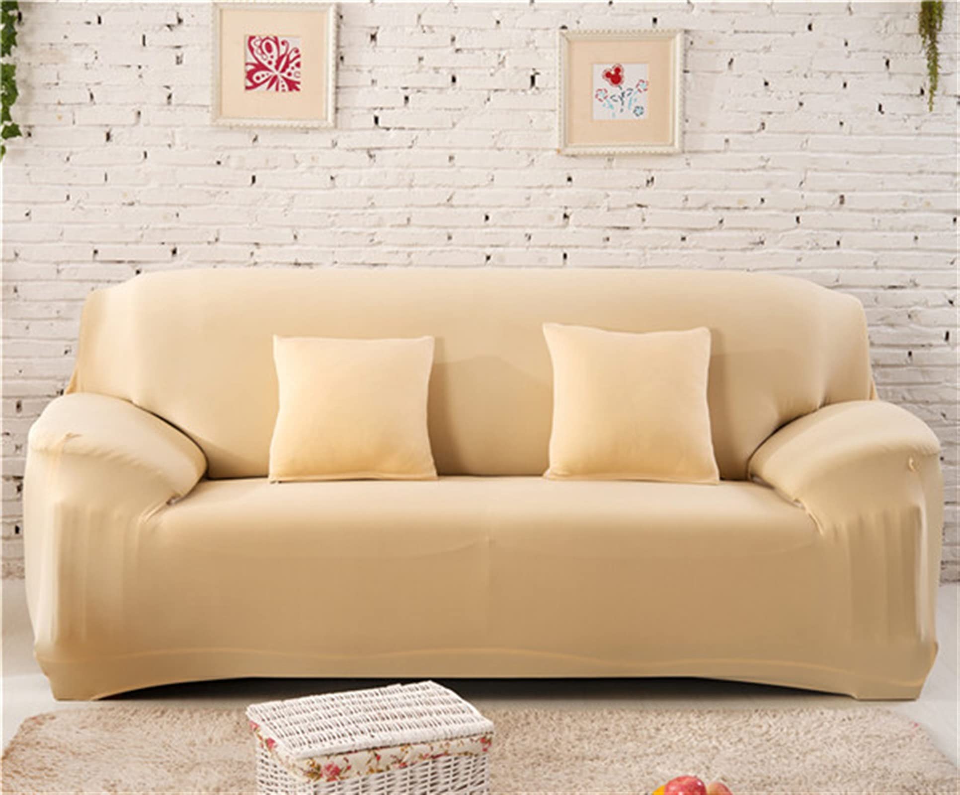Funda de sofá de color sólido monoplaza 90-140cm protector elástico lavable para sala