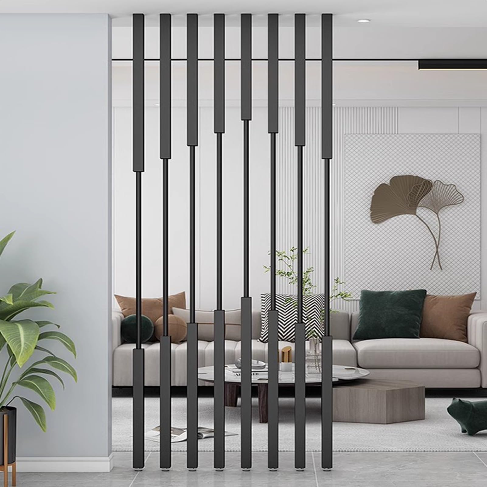 Séparateur de pièce en métal noir pour salle de bain et balcon modulable