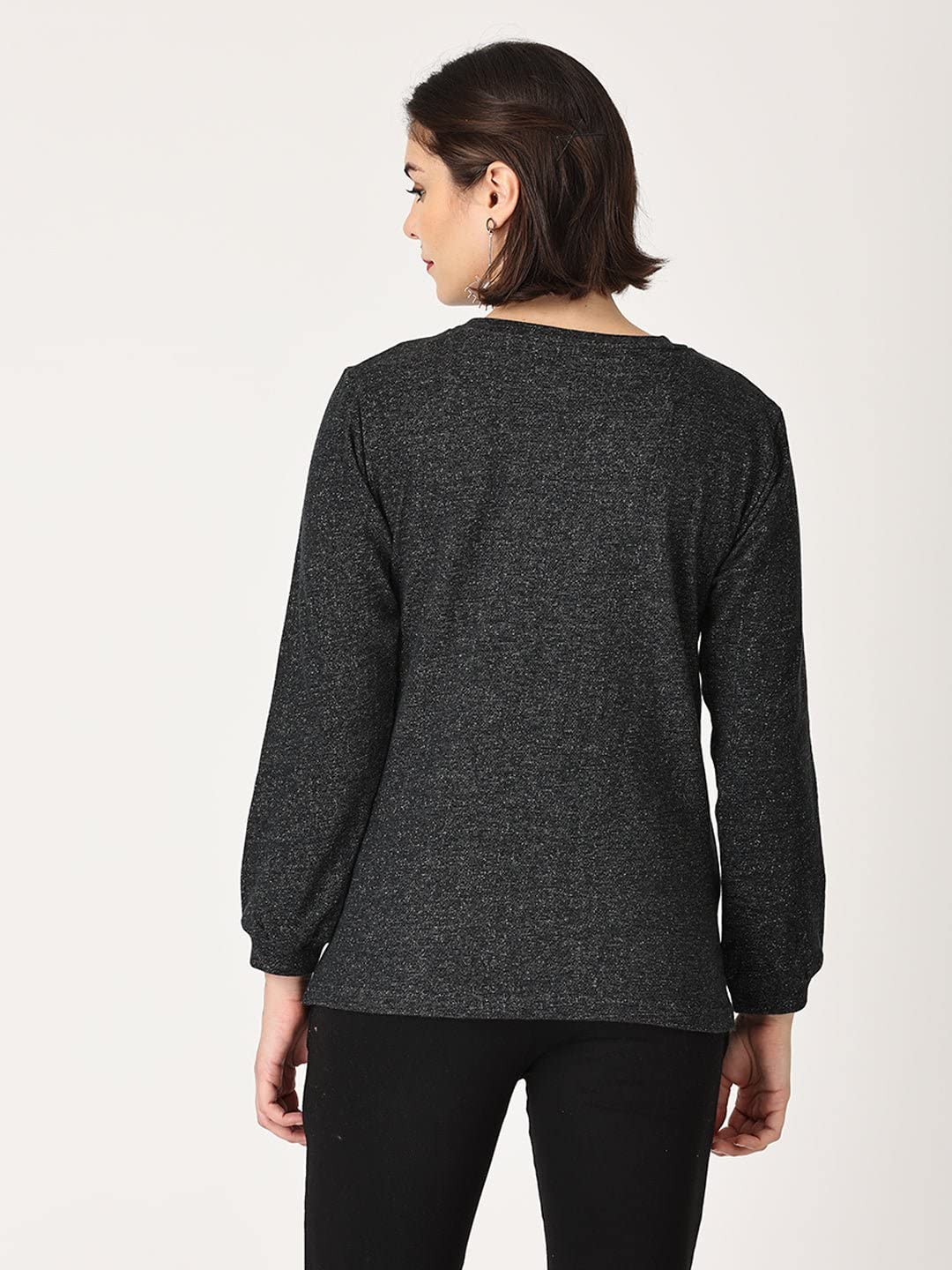 The Mom Store Maternity and Nursing French Terry Shimmered Sweatshirt | Concealed Zippers for Breastfeeding | Pre/Post Pregnancy | Black |M| 4