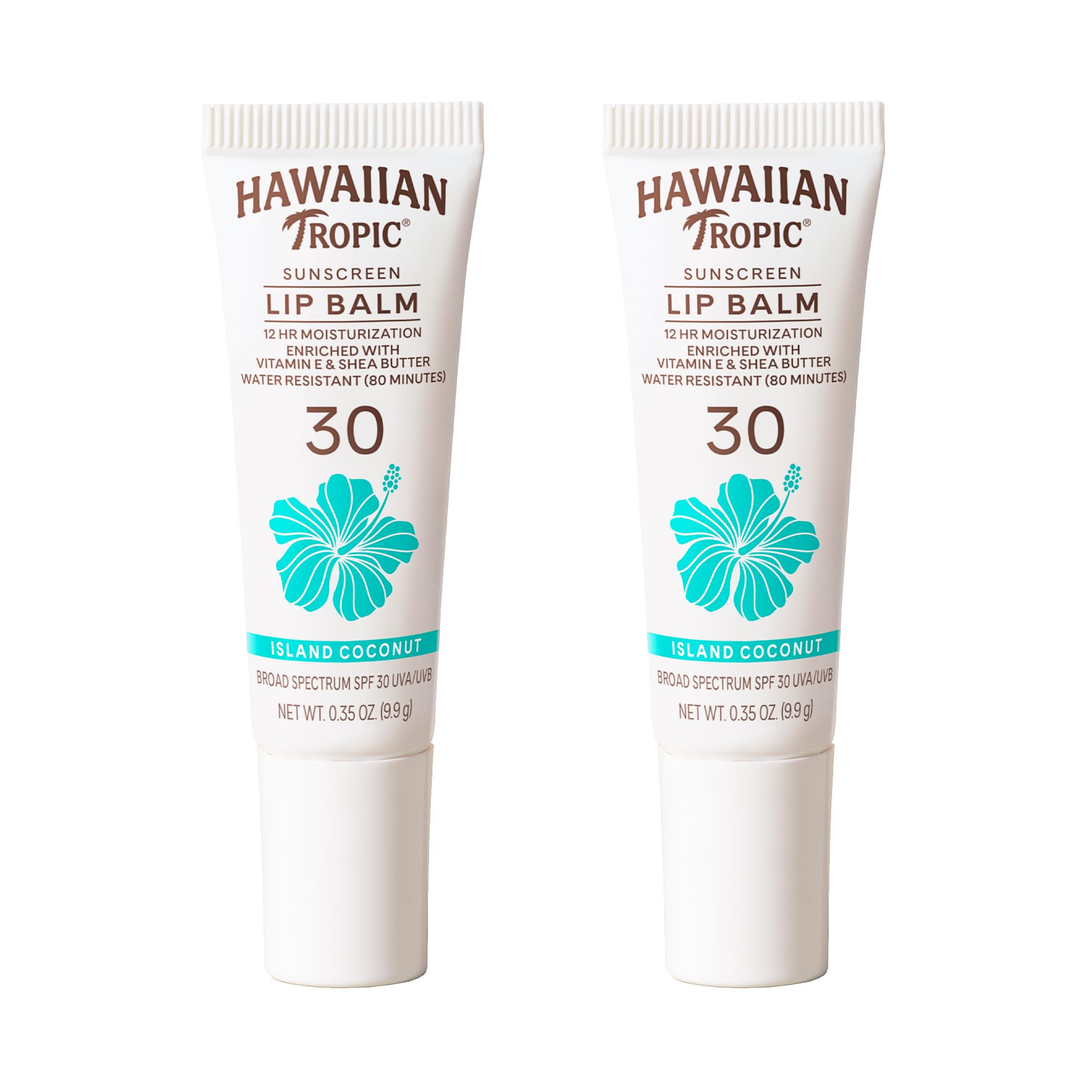 Hawaiian Tropic Lip Balm, Island Coconut, SPF 30, 0.35oz each, Twin Pack