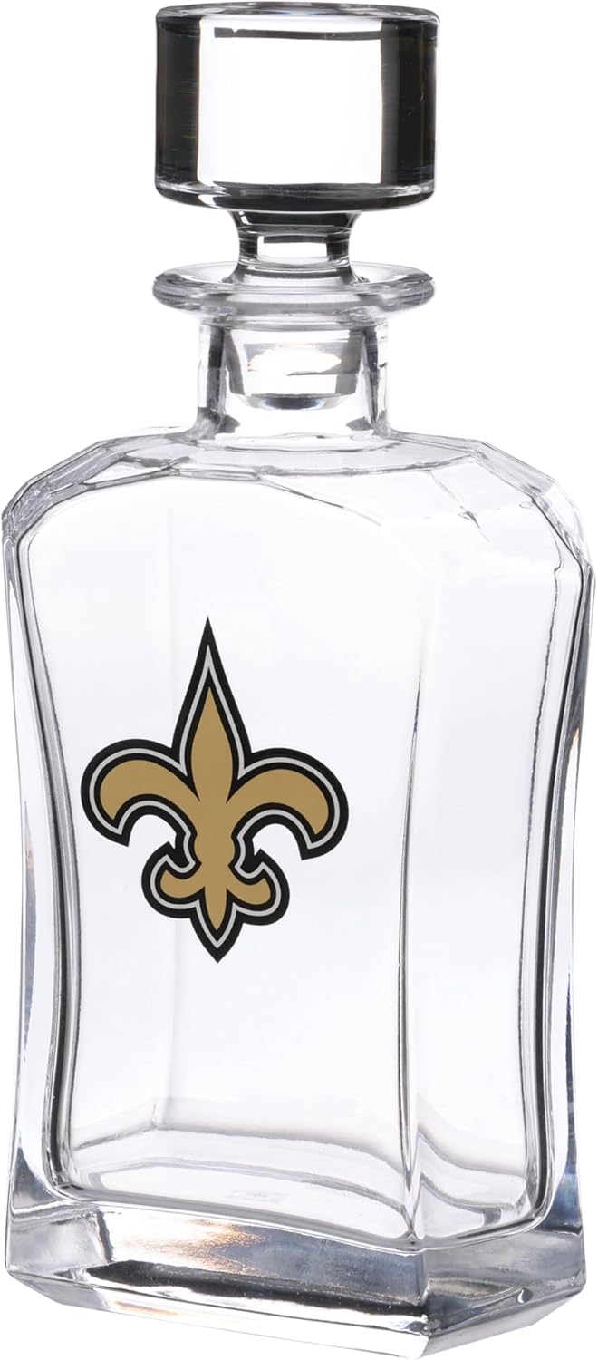 The Memory Company NFL Licensed Glass Decanter 26oz - Premium Whiskey Decanter with Official Team Logo, Elegant Home Bar Display, Perfect Gift for Sports Fans, Professional-Grade Glass