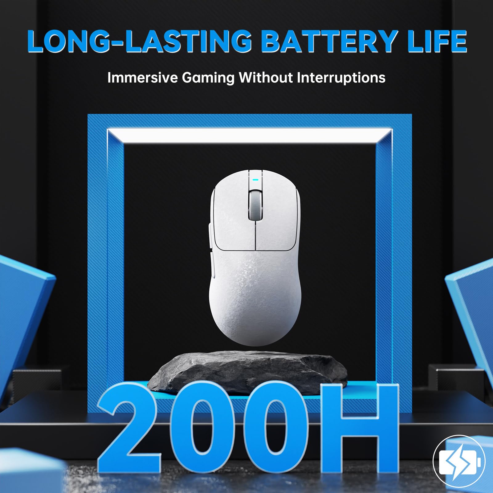 A.JAZZ AJ199 Mouse da Gioco in Fibra Carbonio, Wireless 2.4G/BT/USB Cablato Tri-mode, Ultraleggero 55g, Sensore Ottico PixArt PAW3311 con 24K DPI e Polling 1K, Mice da Gamer per ufficio - Bianco