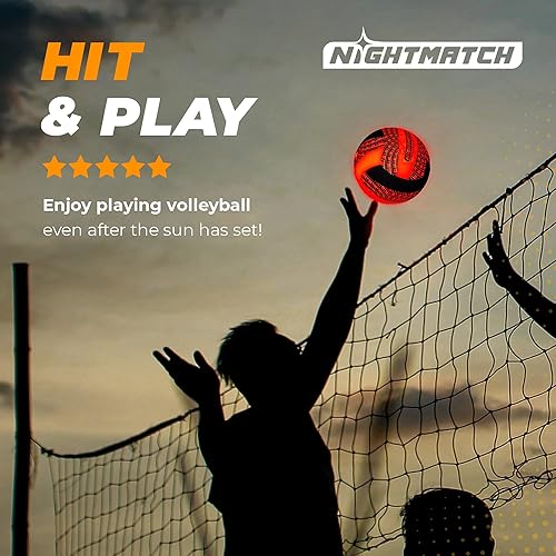 Miniatura 6 de NIGHTMATCH Balón de voleibol con luz impermeable, ultra brillante y duradero, pelota de voleibol que brilla en la oscuridad con 2 LED, tamaño