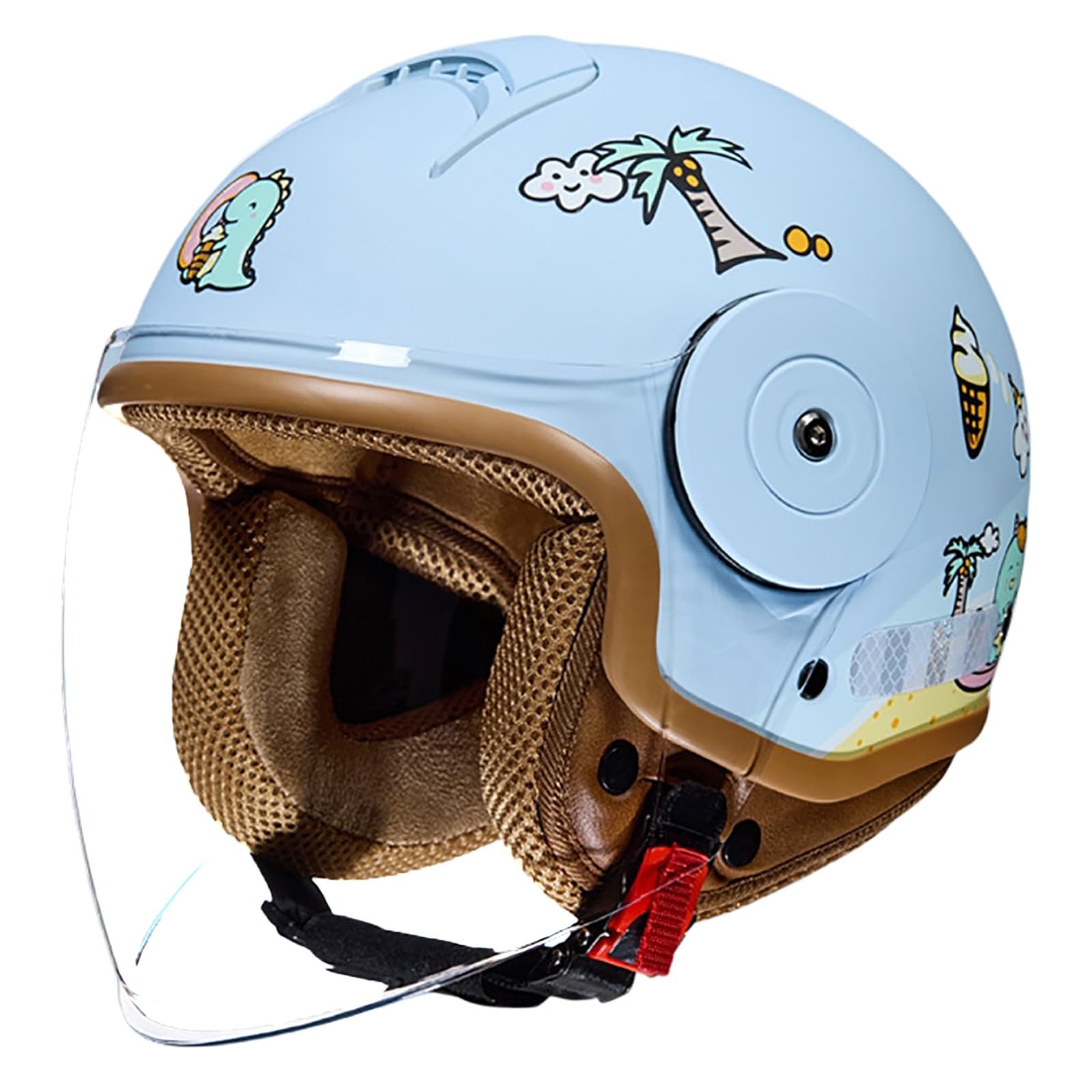 Kask dziecięcy, otwarty kask motocyklowy dla dzieci z wizjerem, regulowany kask na skuter, cruiser, motorower dla chłopców i dziewcząt w wieku 4-12 lat, 5, (48-54 cm)