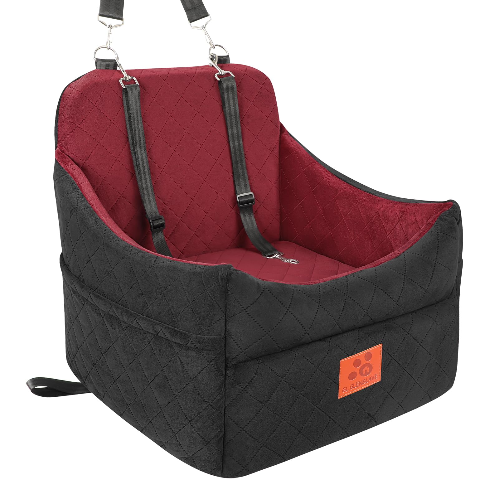 GL GLENSLAVE Hunde-Autositz für kleine/mittlere Hunde, Hundeautositz mit Dicker Polsterung unter 35 Pfund, Abnehmbarer, waschbarer Autositz für Haustiere