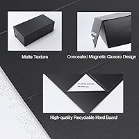 Vista 7 de Paquete de 4 Cajas de Regalo de 12x6x4 Pulgadas con Tapas de Cierre Magnético, Caja Negra Magnética para Boda, Propuesta de Padrinos y Damas