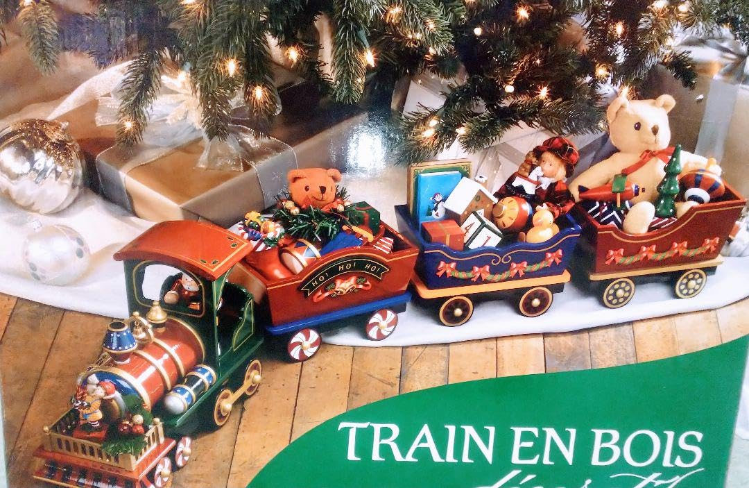 TRAIN EN BOIS クリスマス列車 【大型】 テディベア Amazon.co.jp: TR EN BOIS Christmas Train Large Teddy Bear