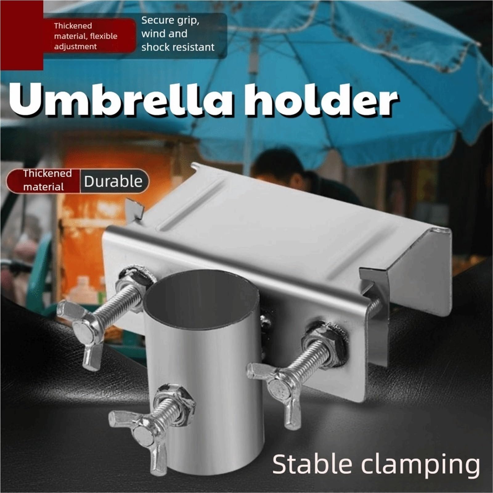 Ombrello Deck Mount 2PCS Regolabile Ombrello Morsetto Staffa Facile da Installare Patio Holder Stabile Antiurto Ombrellone Fissaggio Clip Sedia