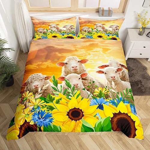 Manfei Juego de funda de edredón de alpaca para niños, tamaño matrimonial, bonita funda de edredón de oveja de llama con 2 fundas de almohada, juego Manfei Juego de funda de edredón de alpaca para niños, tamaño matrimonial, bonita funda de edredón de oveja de llama con 2 fundas de almohada, juego