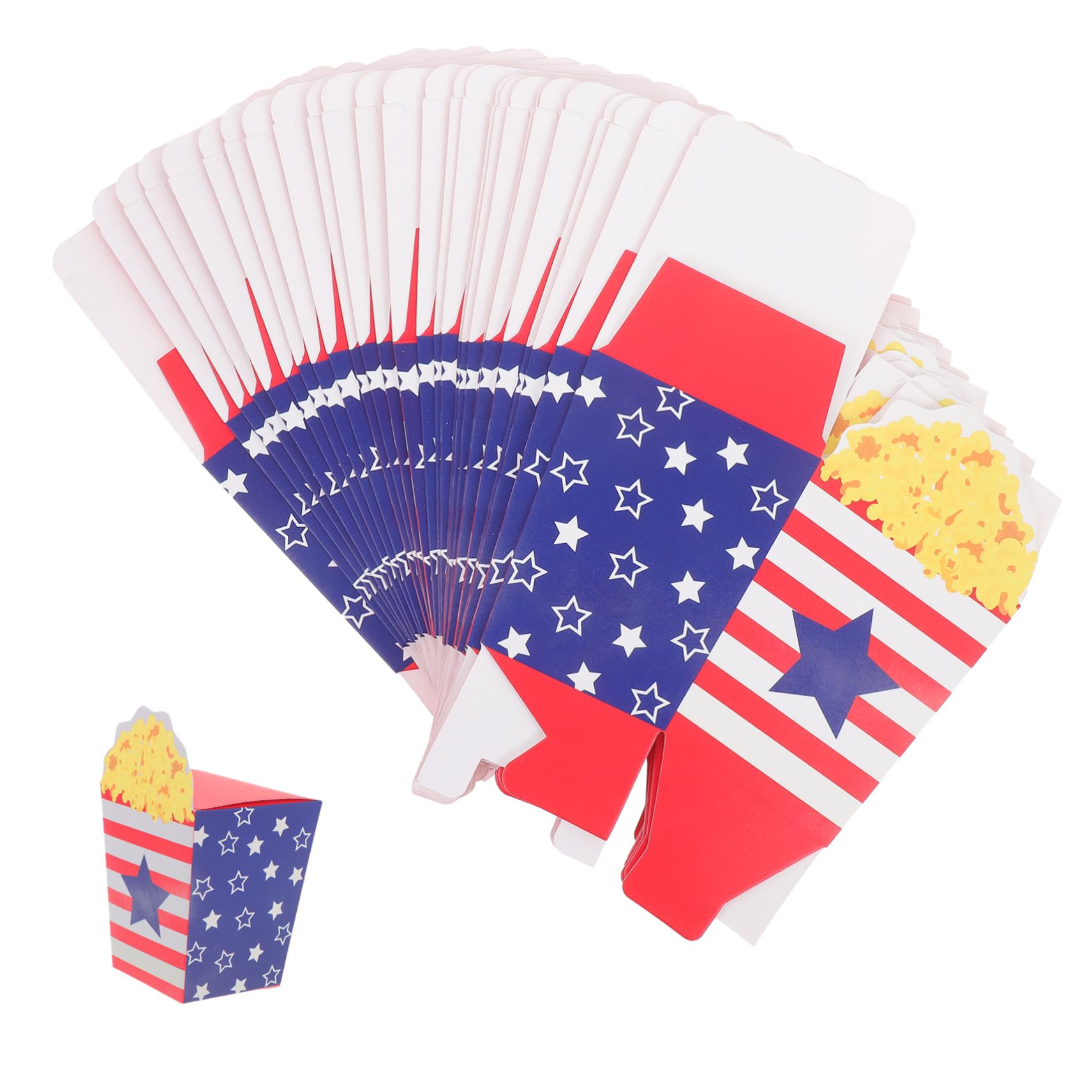 LABRIMP 30pezzi Scatole Popcorn Usa Confezione Per Feste Indipendenza Contenitori Carini e Sicuri Per Snack e Dolci Design Unico e Resistente Per Celebrare Con Amici e Famiglia