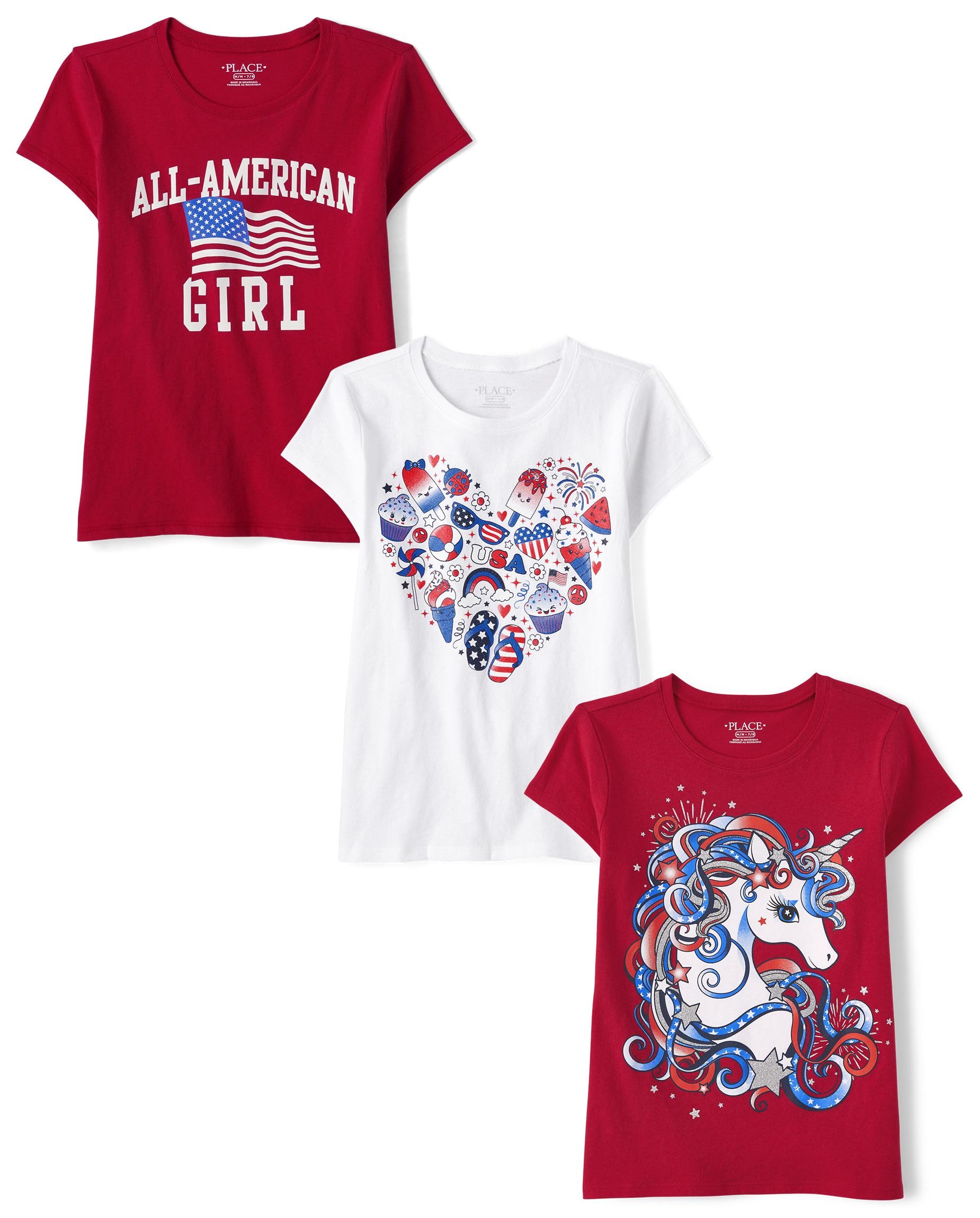 Photo 1 of  ***PARTIAL SET - PRICE ADJUSTED*** The Children's Place,Girls,Holidays Short Sleeve Graphic T-Shirts,Multipacks,American Girl ,X-Large