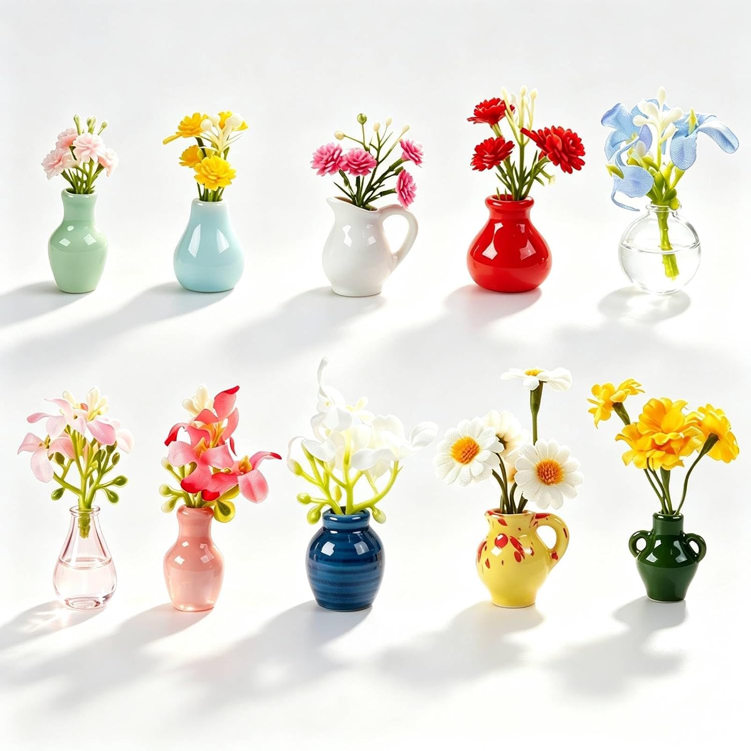 10 Packs Mini Vase Fridge Magnets Ceramic Magnets for Fridge Locker Decor