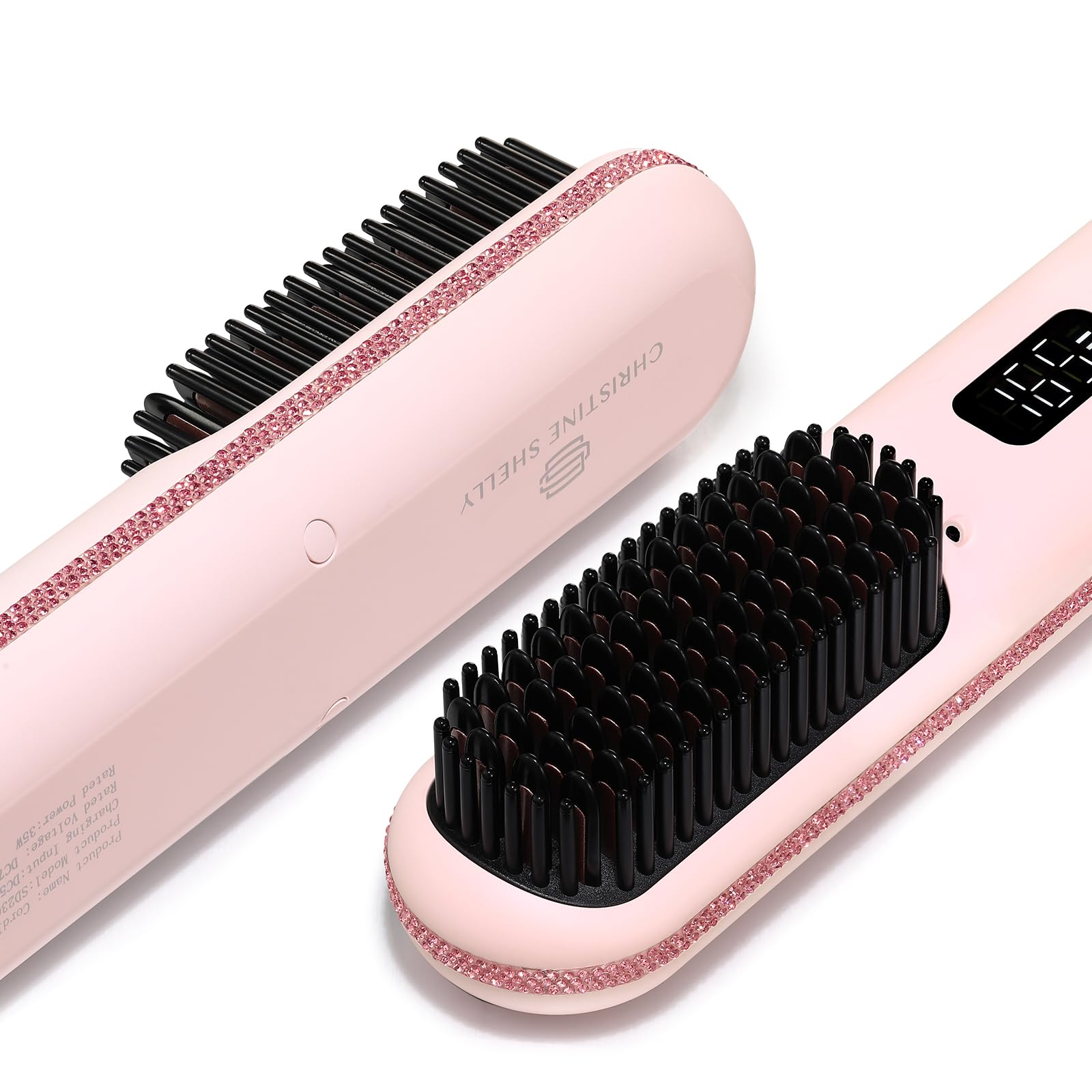 Christine Shelly Black & Gold Cordless Hair Straightening Brush - Portable Amazon.com : CHRISTINE SHELLY Hair Straightener Brush  main image 3