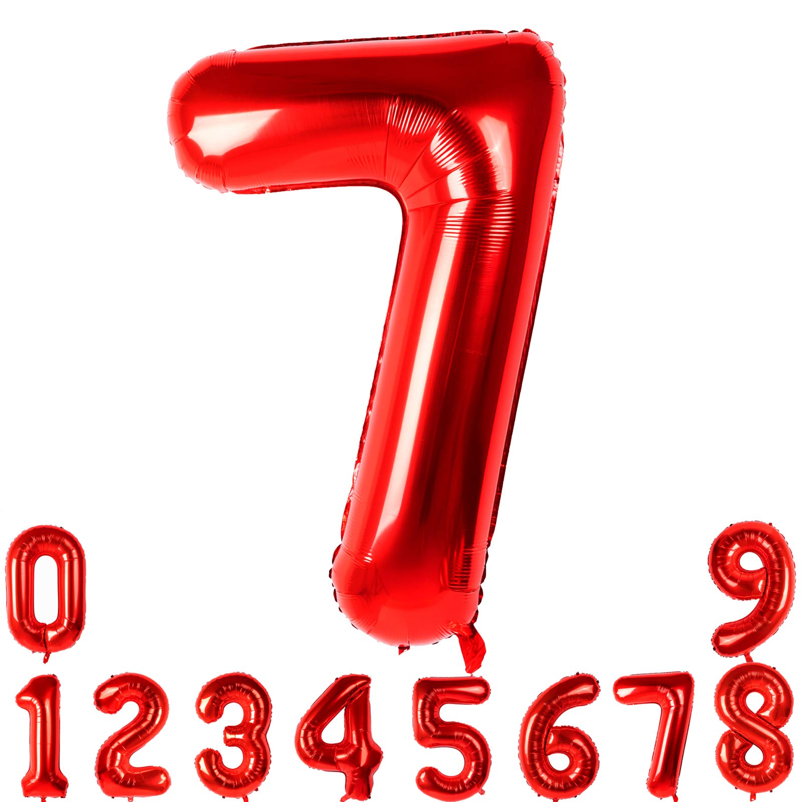 40 Inch Number Balloons Red Number 7 Helium Foil Birthday Party Decorations Digit Balloons