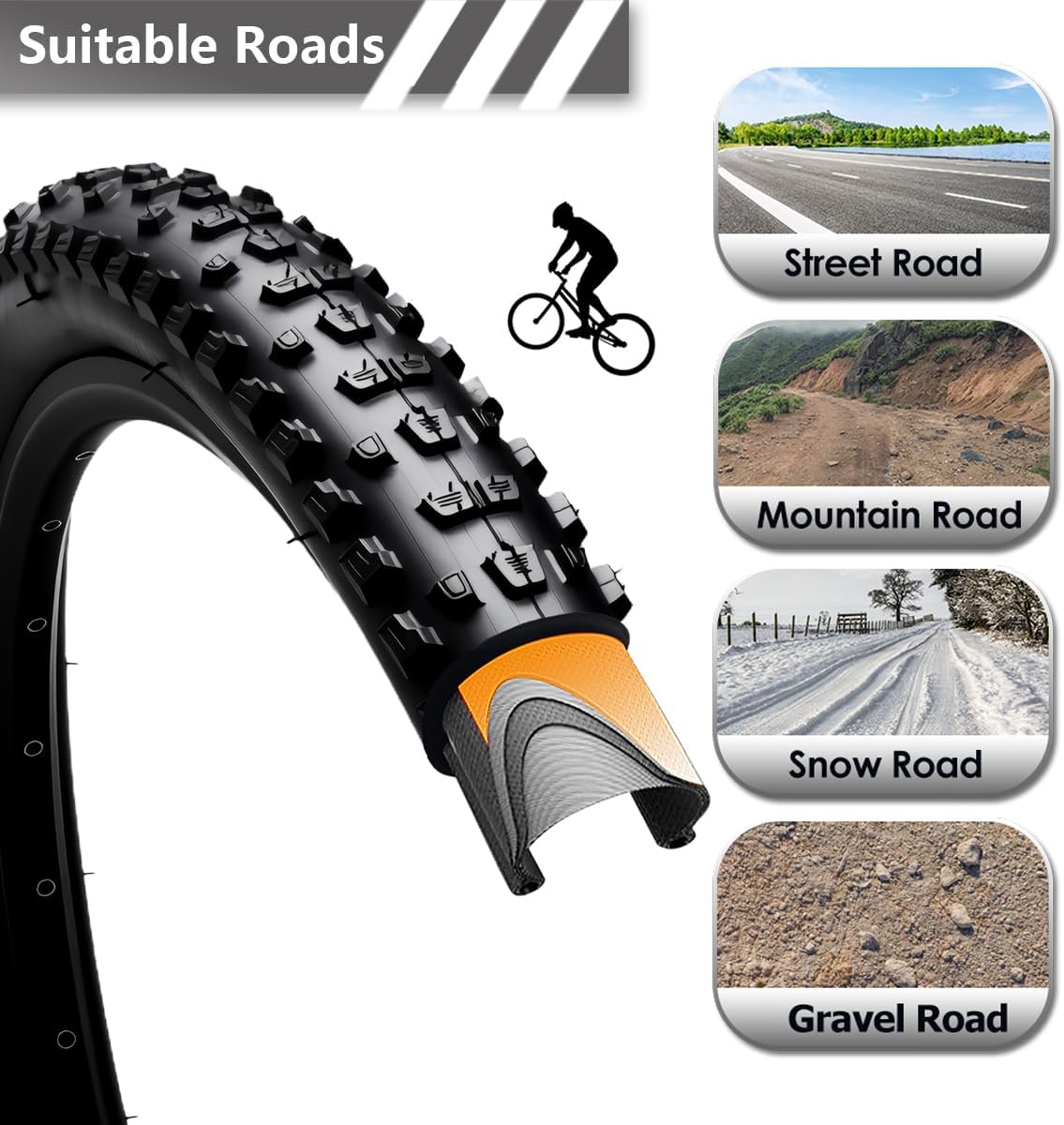 26/27.5/29x2.25 inch Bike Tires Pair Mountain Bike Tires Foldable Bicycle Tires Anti-Puncture and Wear-Resistant Pack of 2