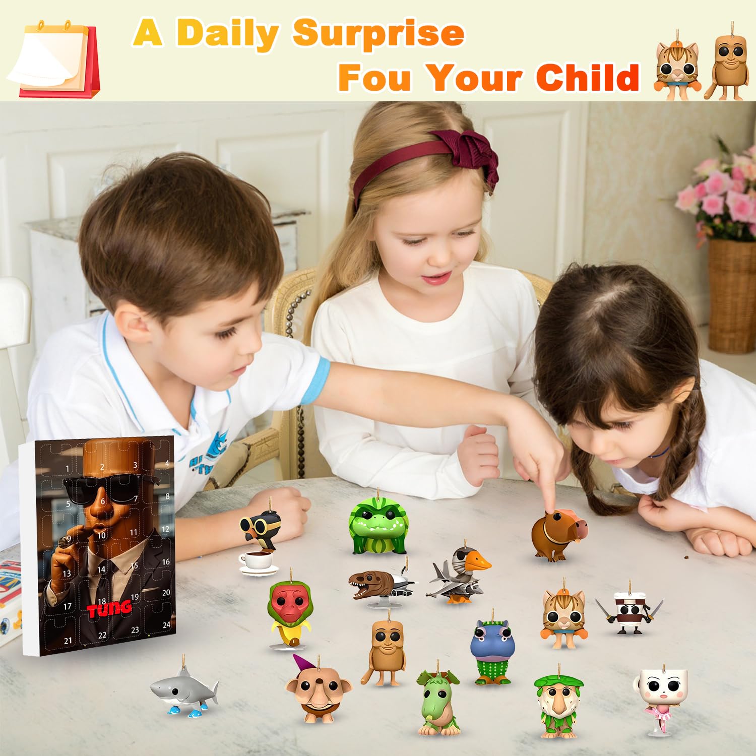 Calendrier De L’Avent Tung Tung Sahur – 24 Figurines Tralalero Tralala Pour Collection Et Déco