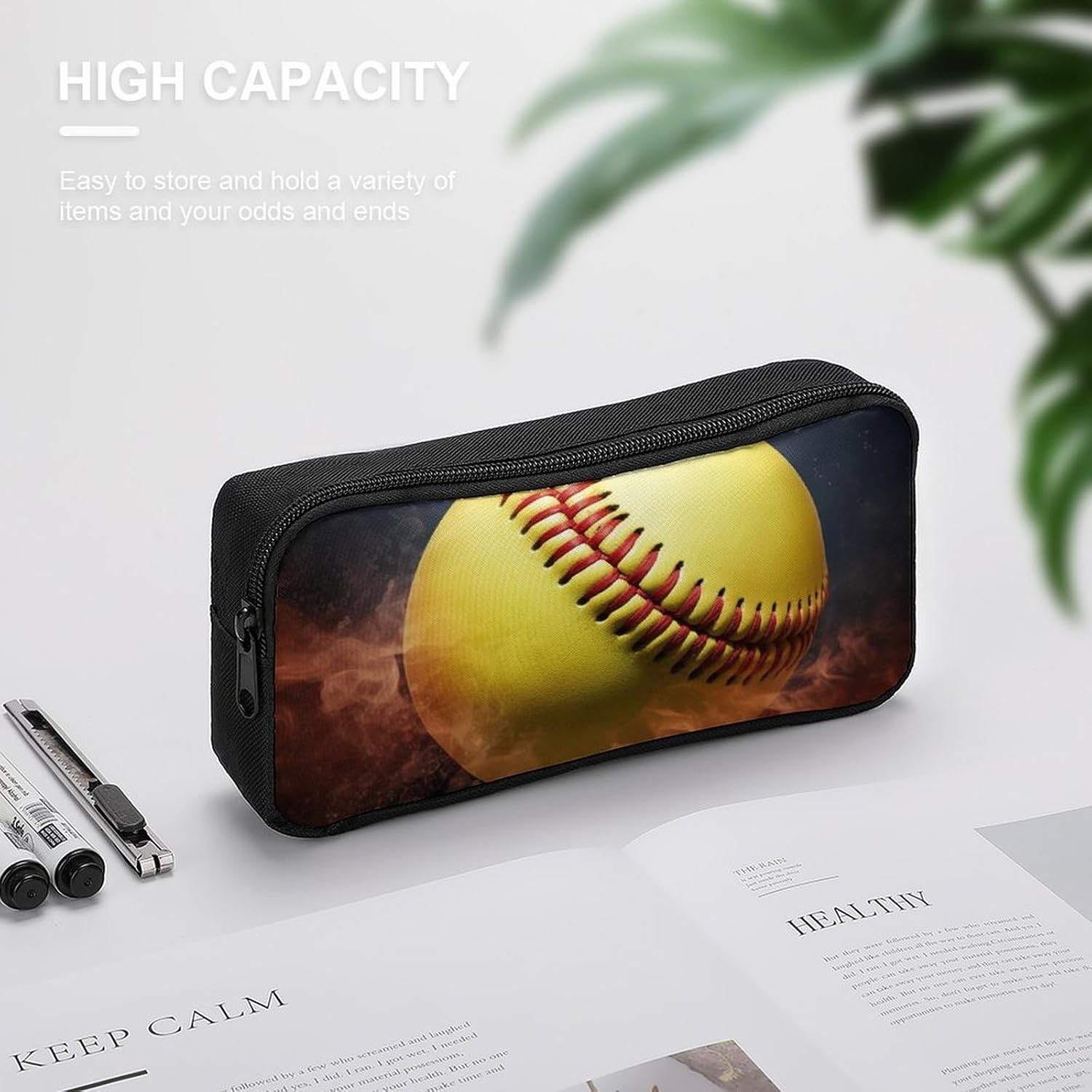 Softball Pencil Case Large Capacity Pencil Pouch image 4