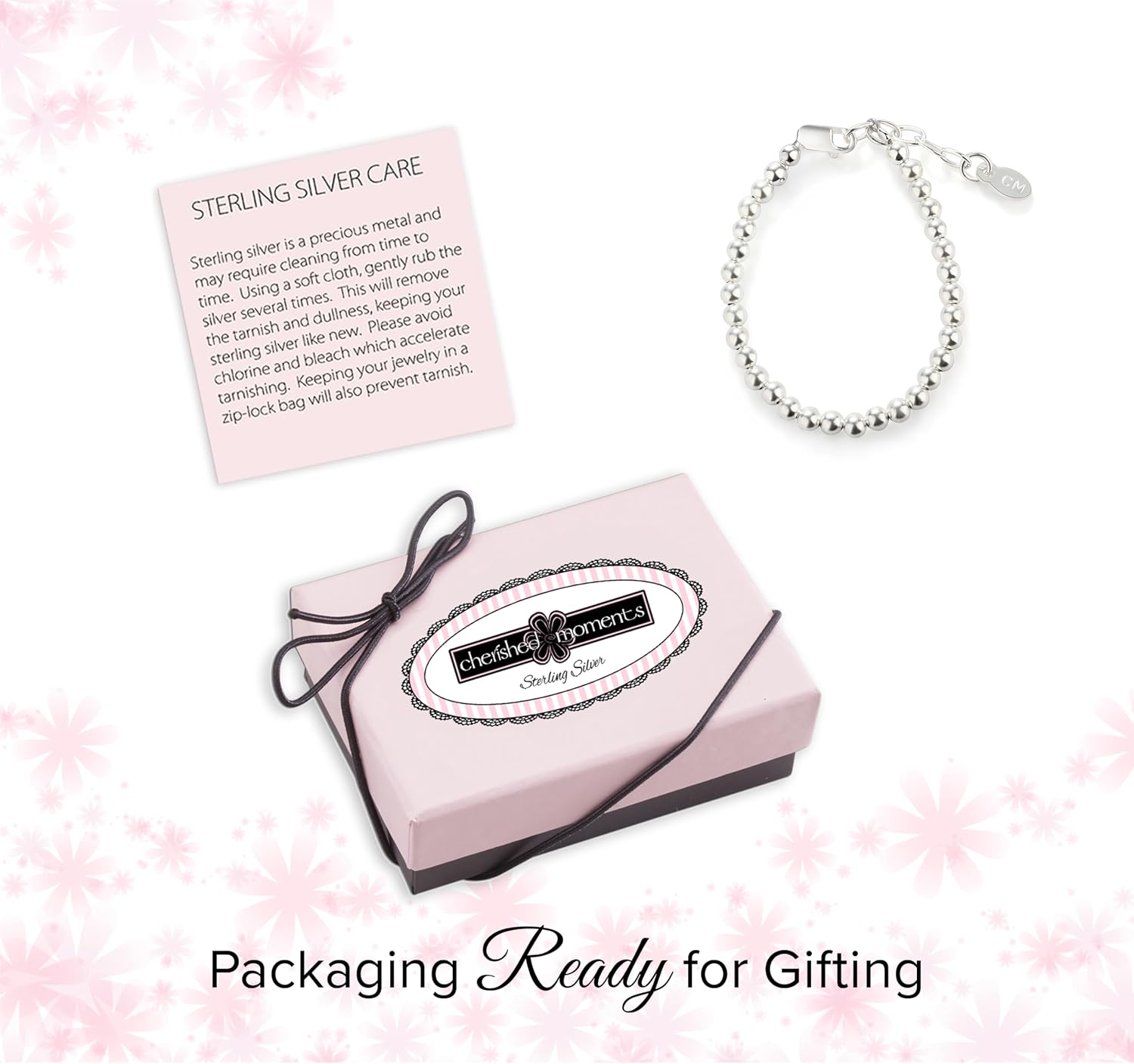 Cherished Moments 925 Sterling Silver Stackable Beaded Bracelets or Matching Mom & Me Jewelry for Babies, Infants, Toddlers, Little Girls, Teens, and Women