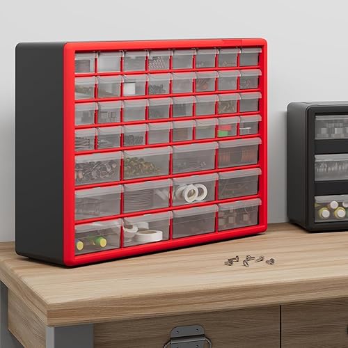 Miniatura 131 de Akro-Mils 10164 64 Piezas de plástico de equipo de almacenamiento y Gabinete cajón, 20 x 16 x 6-1/2 pulgadas, color negro