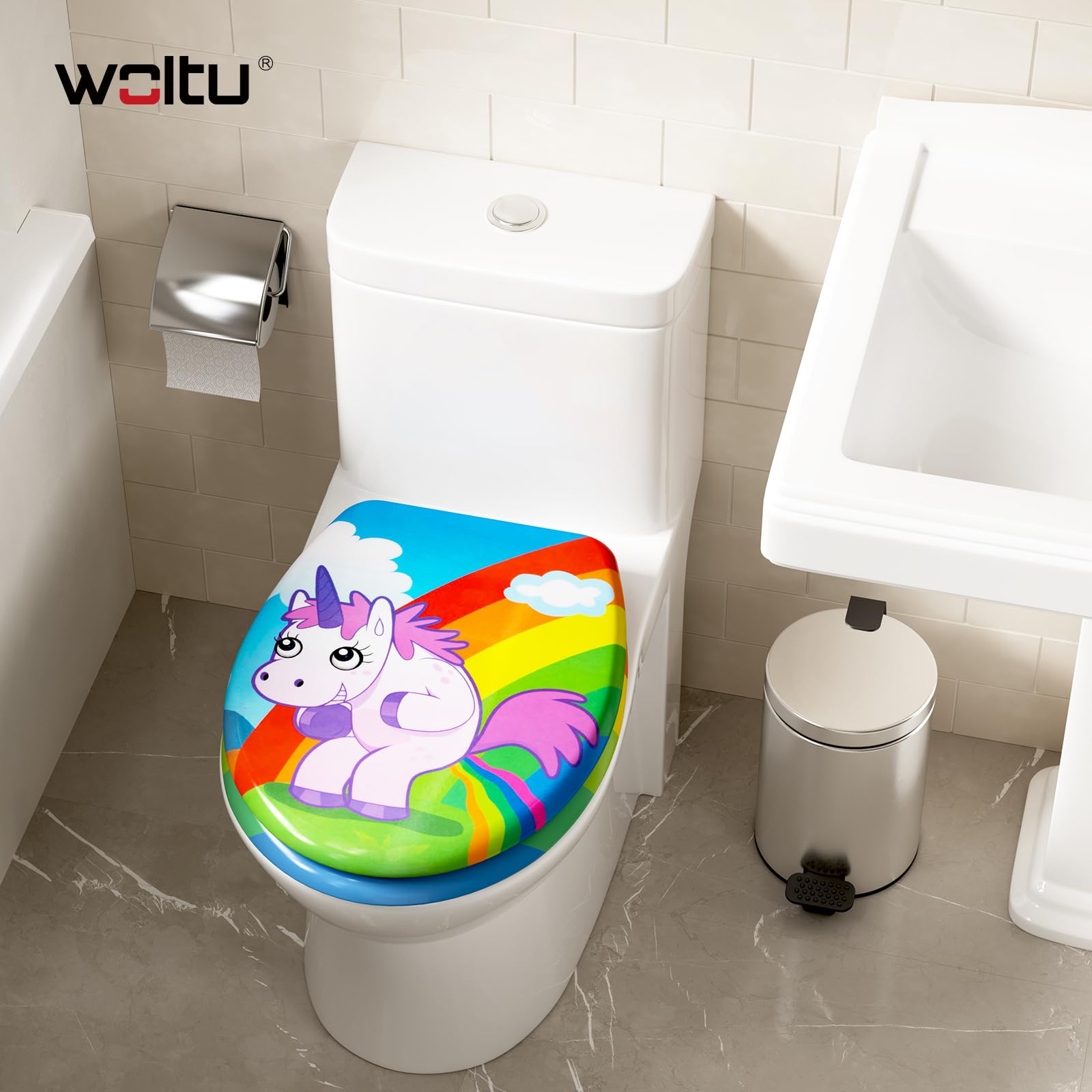 WOLTU Couvercle de WC avec SoftClose fonction,Abattant WC en Duroplaste Siège de toilette Design Déco