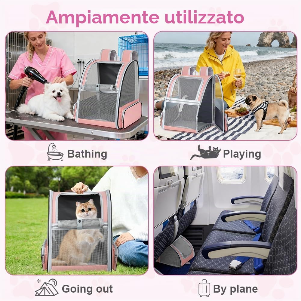 Zaino per Gatti Cani, Zaino Portatile per Animali Domestici Upgrade | Adatto per animali domestici fino a 7 kg di peso,Apertura frontale in rete traspirante,Borsa per Passeggiata Escursione