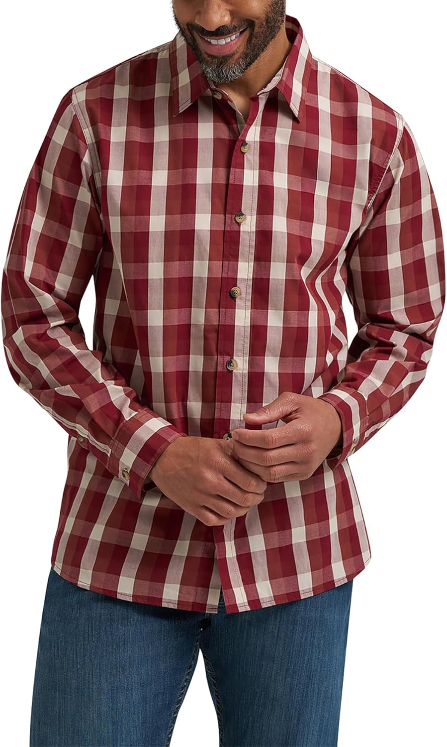 Wrangler Authentics Mens Men's Long Sleeve Plaid Woven Shirt