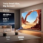 【Built-in Apps | Short Throw】Mini-Projector with WiFi6 and Two-Way Bluetooth5.4, 4K 1080P Support Portable-Projector, Auto Keystone 270° Rotation Outdoor Movie-Projecteur for Phone/HDMI/TV Stick,White