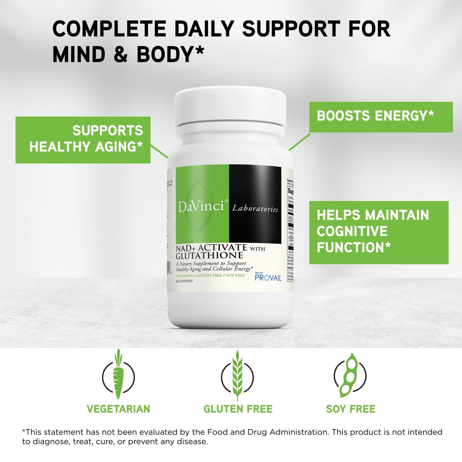 best nad+ and glutathione supplement Amazon.com: DAVINCI Laboratories NAD+ Activate with Glutathione - Cellular  Energy Support, Brain Health & Healthy Aging* - Vegetarian, Soy Free &  Gluten Free