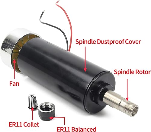 Miniatura 4 de RATTMMOTOR Motor de husillo CNC 500W ER11 500 vatios refrigerado por aire Motor de husillo 2.047 in DC 48V 12000RPM 600mN.m para DIY Mini CNC Router