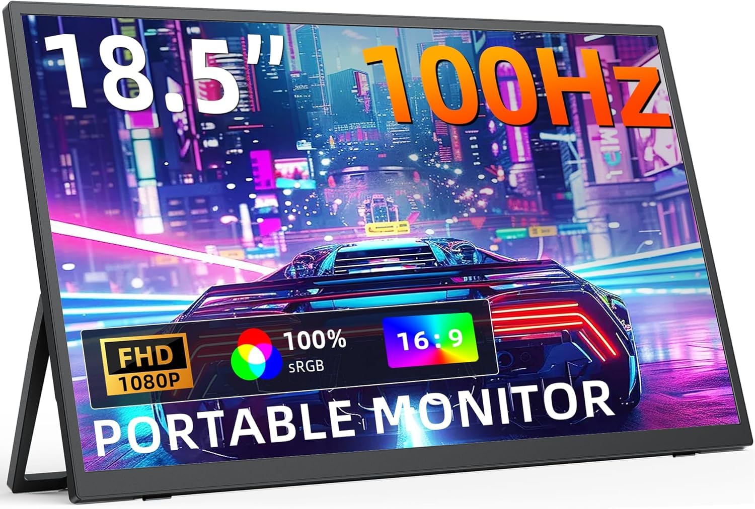 Portable Monitor 18.5 inch 100% sRGB 1080P Portable Laptop Screen, Speakers, Frameless IPS HDR Gaming Monitor USB-C HDMI Travel Monitor-image-39