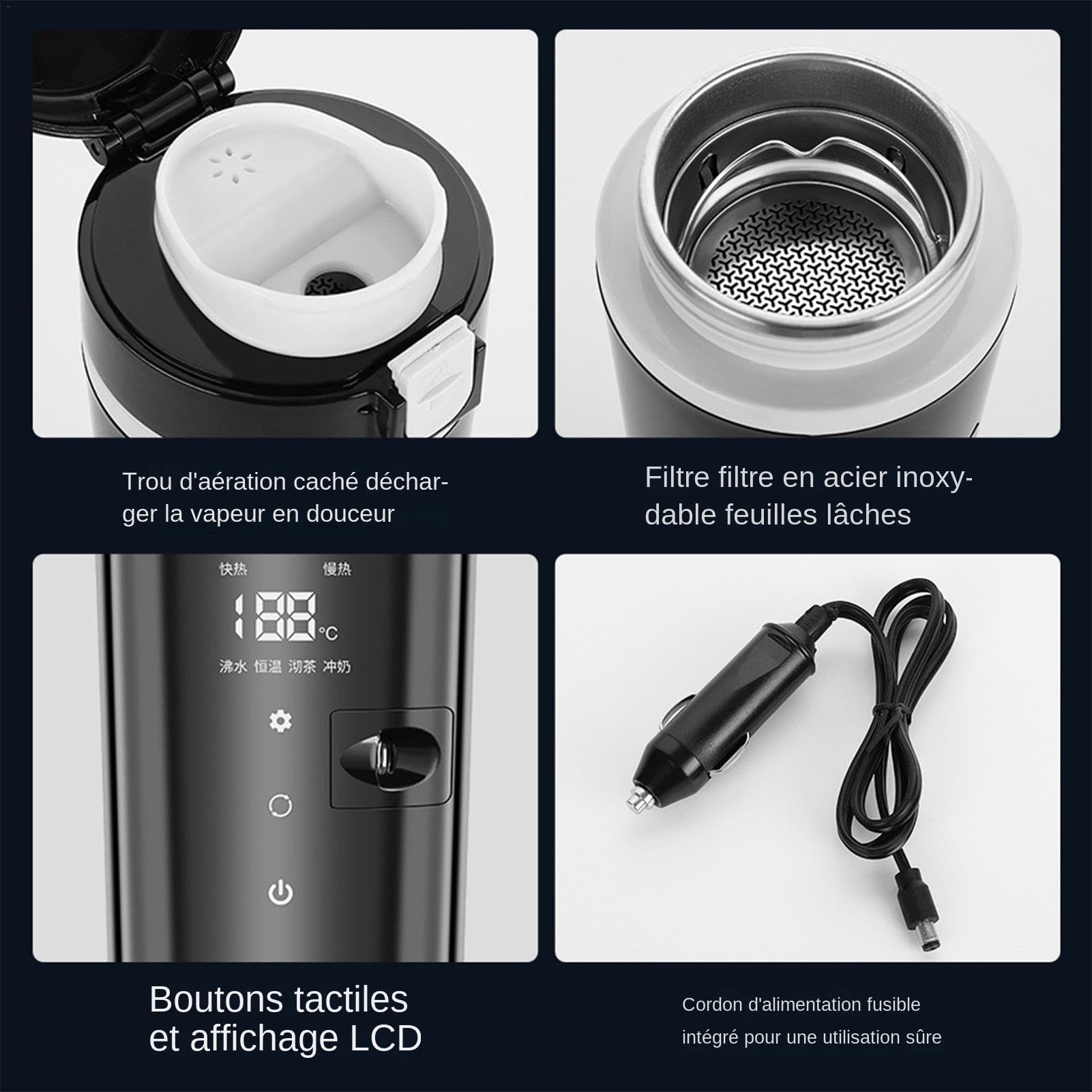 Taza De Calefacción De Coche Portátil - Caldera De Agua Portátil 500 Ml