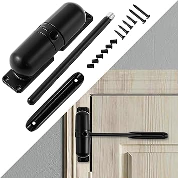 GOOKYO Door Closer Automatic Safety Spring Door Closer Easy to Install to Convert Hinged Doors to Self-Closing Black