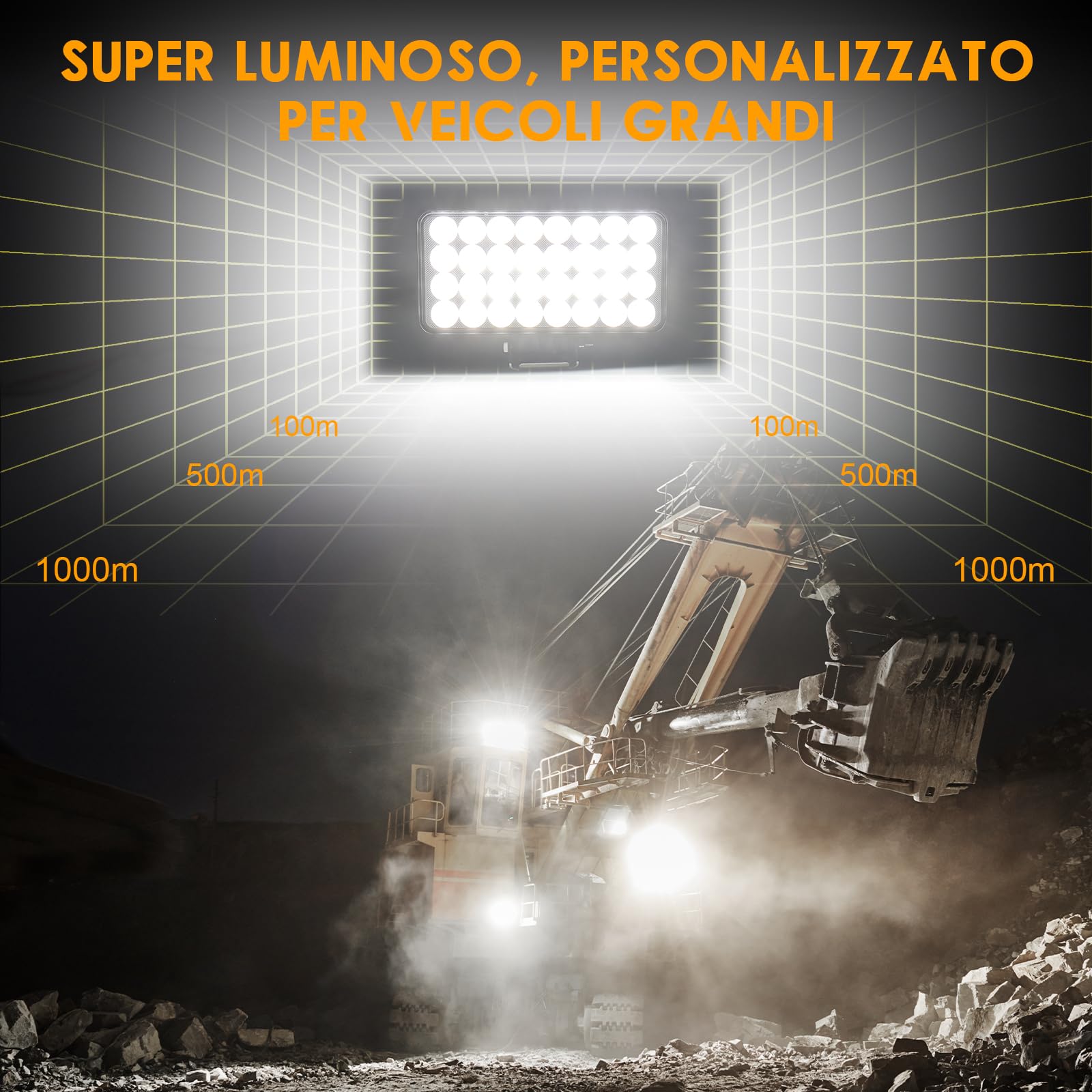 AnTom Faro da Lavoro 7 pollici LED con funzione 96W, Fari LED Auto 12-60V, Faro da Lavoro 6500K, Riflettore IP68 Impermeabile, Interruttore Fuoristrada per Moto, Auto, ATV, SUV, Trattore, Camion