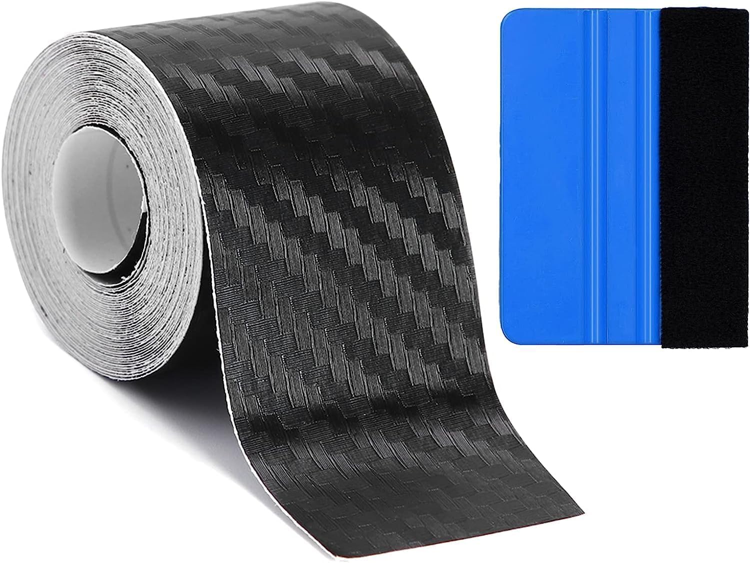 YIMIDM Carbon Fiber Wrap, Car Vinyl Wrap, Carbon Fiber Tape With Vinyl Scraper Tool, Universal Car Door Protection Film Guard Sill Protector, 1.96 Inch X 32 Feet