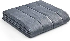YnM Oeko-Tex Certified Premium 80 x 87 Inch 30 Pound 2 Person Cotton Calming Heavy Weighted Blanket with Duvet for Queen & King Beds, Dark Grey