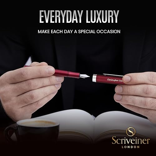 Vista 98 de Scriveiner Pluma estilográfica EDC de lujo (fina), impresionante bolígrafo de bolsillo negro mate, acabado cromado, punta alemana Schmidt, 11. Negro
