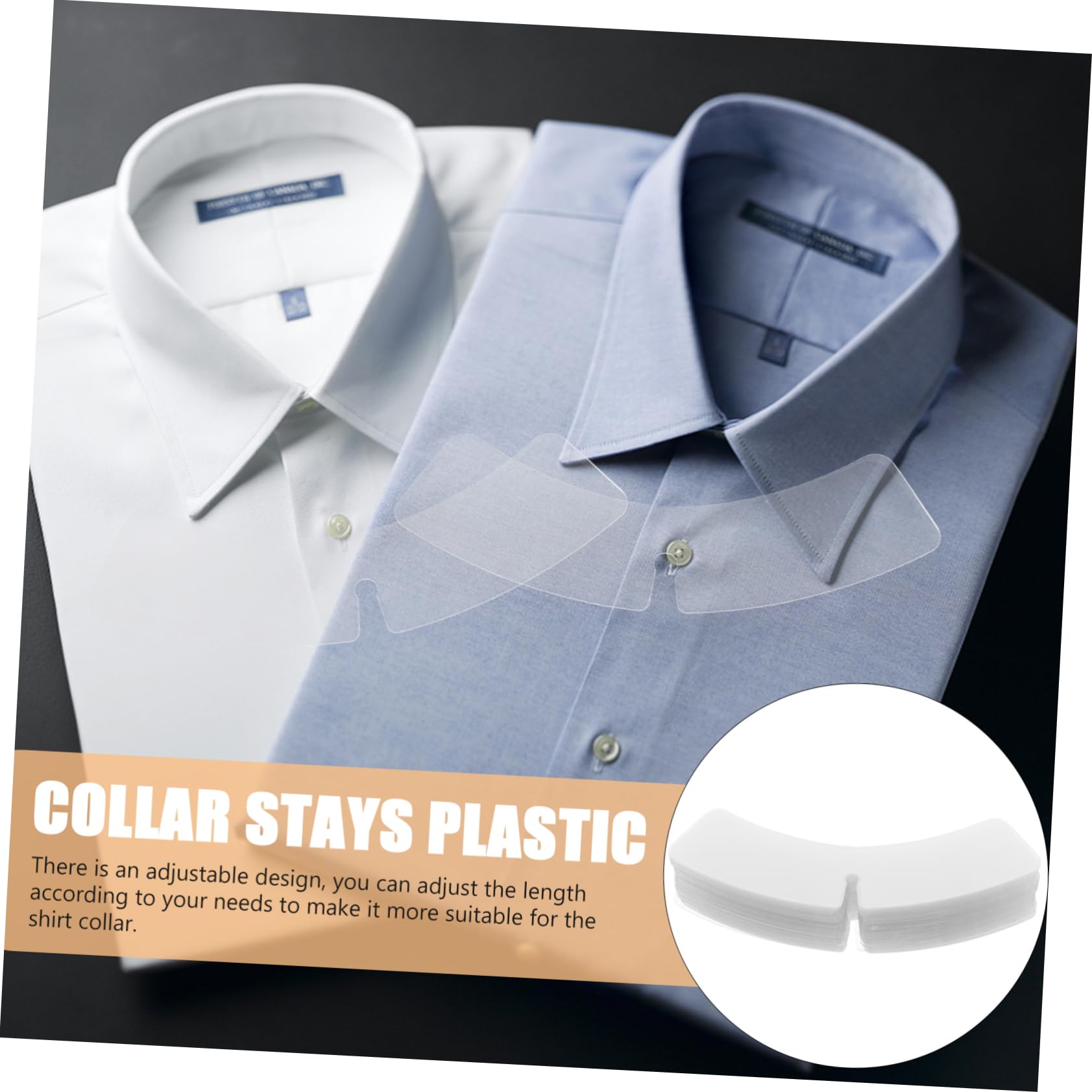 Didiseaon 100pcs Collar Stays Adhesive for Men's Dress Shirts Plastic Collar Support Inserts Shaper